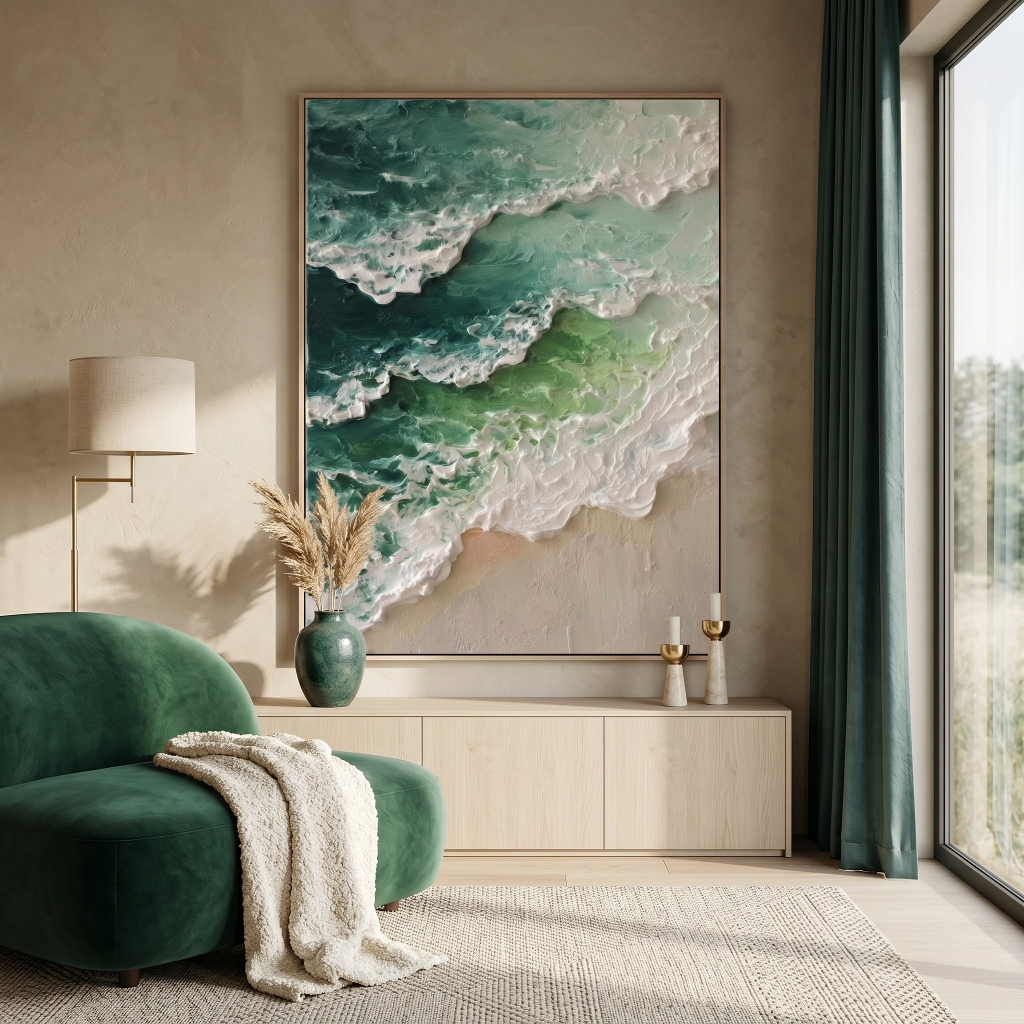 3D Heavy Texture Ocean Wave Relief Art CZ0174 - Viral Wall Art